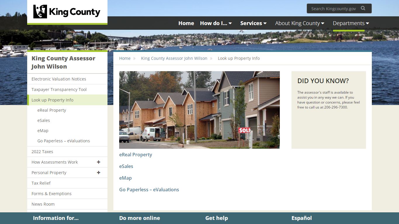 Look up Property Info - King County